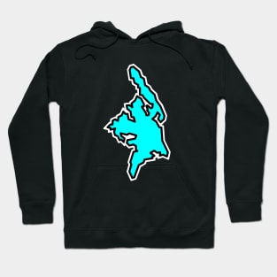 Cortes Island Outline in Turquoise Blue - Bright and Bold - Cortes Island Hoodie